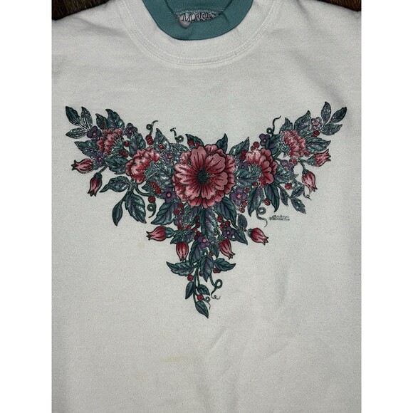 Vintage Morning Sun Floral Pattern Sweatshirt Sweater Women’s Large Made In USA - Picture 2 of 5